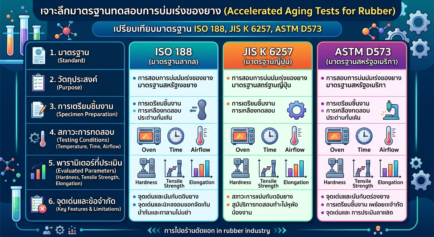 มาตรฐานทดสอบการบ่มเร่ง ISO 188, JIS K 6257, ASTM D573